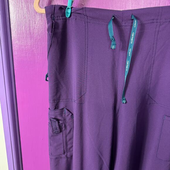 Carhartt Purple Scrub Pants Tall Medium Drawstring Medical Nurse Cargo Scrubs - Picture 5 of 8